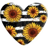 Sunflower Love pattern Heart Photo Resin snap button charms   fit 18mm snap jewelry