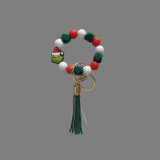 Silicone Bead Bracelet Keychain Christmas Green Face Monster Cactus Snowman Bag Pendant