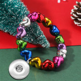Christmas Love Colorful Beaded Bracelet fit 20MM  Snaps button jewelry wholesale