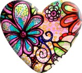 Flower Love pattern Heart Photo Resin snap button charms   fit 18mm snap jewelry