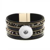 Leopard print Bohemian hand woven leather bracelet fit 20MM Snaps button jewelry wholesale