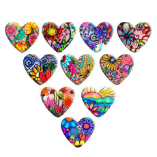 Flower Love pattern Heart Photo Resin snap button charms   fit 18mm snap jewelry