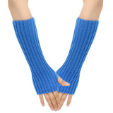 Autumn and Winter Woolen Long Gloves Men and Women's False Sleeves Half Finger Open Finger Warm Arm Covers Knitted Colorful Gloves