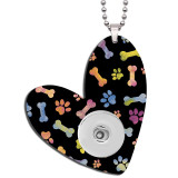 Love Double sided Printed  Acrylic 60CM Necklace Pendant fit 20MM Snaps button jewelry wholesale