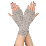 Fried Dough Twists gloves 8 figure wool half finger short wrist guard finger leakage arm sleeve winter warm gloves acrylic sleeve