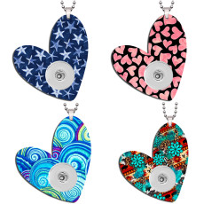 Love Double sided Printed  Acrylic 60CM Necklace Pendant fit 20MM Snaps button jewelry wholesale