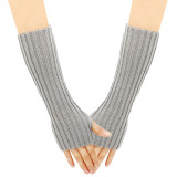 Autumn and Winter Woolen Long Gloves Men and Women's False Sleeves Half Finger Open Finger Warm Arm Covers Knitted Colorful Gloves