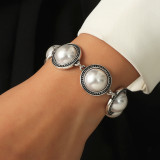 Turquoise pearl alloy bracelet