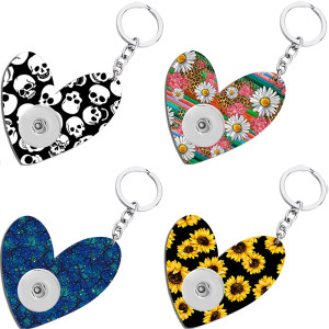 Love sunflower Halloween  Double sided Printed  Acrylic key chain fit 20MM Snaps button jewelry wholesale