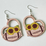 Sports Earrings Ball Wooden Earrings Flower Hollow Love Sunflower Earrings
