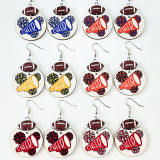 Sports Earrings Cheerleading Team Multicolor Rugby Geometric Wood Printed Refueling Earrings