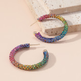 Fashionable and Colorful Full Diamond Rainbow Earrings