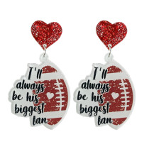 Sports Accessories Football Rugby Baseball Mom Love Game Fans Acrylic Cute Earrings