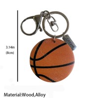 Sports pendant, ball games, rugby, football, baseball, basketball, wooden keychain