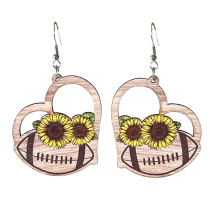 Sports Earrings Ball Wooden Earrings Flower Hollow Love Sunflower Earrings