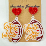 Sports Accessories Football Rugby Baseball Mom Love Game Fans Acrylic Cute Earrings