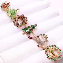 Christmas Elk Flower Bell Snowflake Napkin Ring Hotel party Christmas Decoration Napkin Button