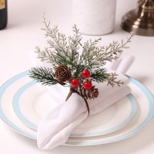 Christmas Cedar Red Fruit Champagne Bottle Decoration Christmas Tree Party Hotel Decoration Napkin Ring