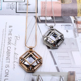 Fashionable square hollow out long necklace
