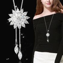 Crystal Diamond Snowflake Long Necklace