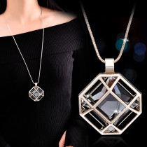 Fashionable square hollow out long necklace