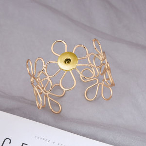Hollow flower armband geometric metal bracelet fit 20MM Snaps button jewelry wholesale
