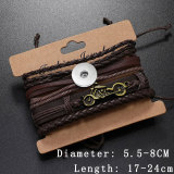 Handwoven leather motorcycle riding leather bracelet fit 20MM Snaps button jewelry wholesale