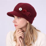 Autumn and Winter Solid Knitted Hat with Plush and Warm Rabbit Hair Beret fit 20MM Snaps button jewelry wholesale