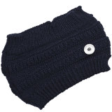 Autumn and Winter Knitted Hairband Widening Wash Face Cover Hollow Top Horsetail Woolen Hat fit 20MM Snaps button jewelry wholesale