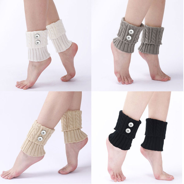 Woolen warm boots cover foot cover autumn and winter knitting Fried Dough Twists short leg guards for 20MM Snaps button jewelry wholesale