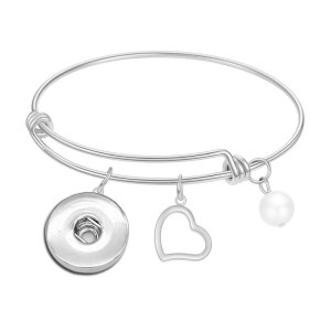 Stainless Steel Love Pearl Bracelet  fit 20MM Snaps button jewelry wholesale