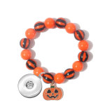 Halloween Pumpkin Ghost Cat Elastic Bracelet fit  20MM Snaps button  wholesale