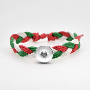 Cotton and linen Christmas woven bracelet fit  20MM Snaps button  wholesale