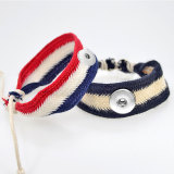 American Flag Color Cotton Woven Colorful Bracelet fit  20MM Snaps button  wholesale