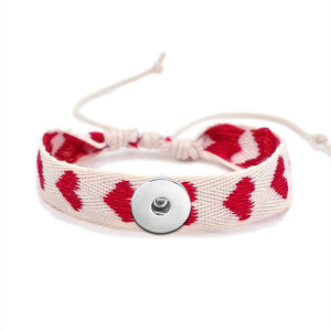 Valentine's Day Double-sided embroidery love  Bracelet fit  20MM Snaps button  wholesale