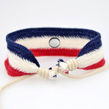 American Flag Color Cotton Woven Colorful Bracelet fit  20MM Snaps button  wholesale