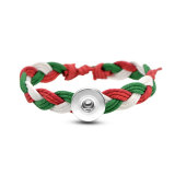 Cotton and linen Christmas woven bracelet fit  20MM Snaps button  wholesale
