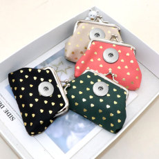 Fabric Stamping Love Zero Wallet Children's Wallet Mini Bag fit 20MM Snaps button jewelry wholesale