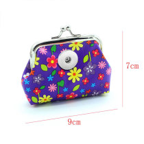 PU leather small flower wallet, printed small handbag, coin bag fit 20MM Snaps button jewelry wholesale