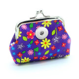 PU leather small flower wallet, printed small handbag, coin bag fit 20MM Snaps button jewelry wholesale