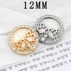 12MM Thanksgiving Maple Leaf Rhinestone Metal snap button charms