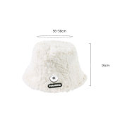 Imitation Rabbit Hair Black Label Letter Fisherman Hat Water Bucket Hat Plush Warm Pot Hat fit 20MM Snaps button jewelry wholesale