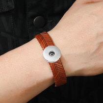 Vintage woven leather bracelet fit 20MM Snaps button jewelry wholesale