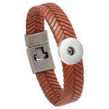 Vintage woven leather bracelet fit 20MM Snaps button jewelry wholesale