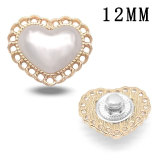 12MM love  alloy rhinestone pearl snap button charms