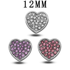 12MM love  alloy rhinestone snap button charms