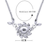 Flower Water Diamond Metal Pendant 60CM Necklace fit 20MM Snaps button jewelry wholesale