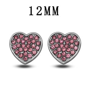 12MM love  alloy rhinestone snap button charms