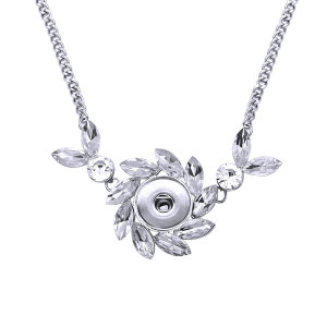 Flower Water Diamond Metal Pendant 60CM Necklace fit 20MM Snaps button jewelry wholesale