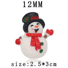12MM Christmas Snowman Resin snap button charms